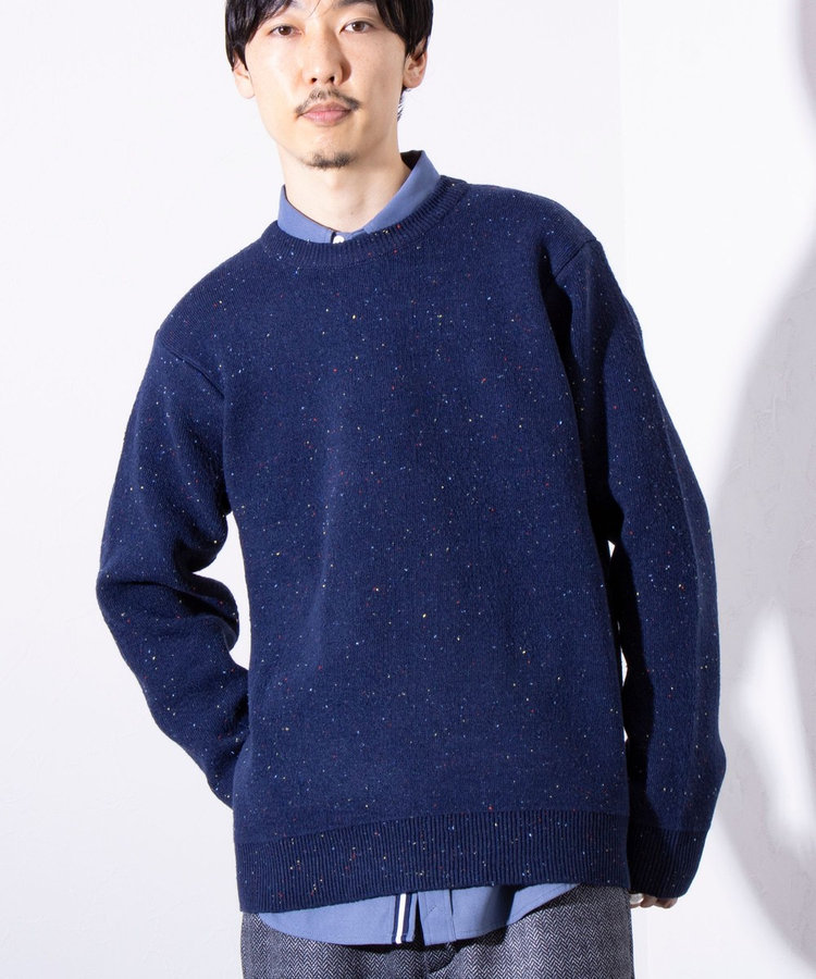 【GLOSTER/グロスター】カラーネップ プルオーバー クルーネックニット