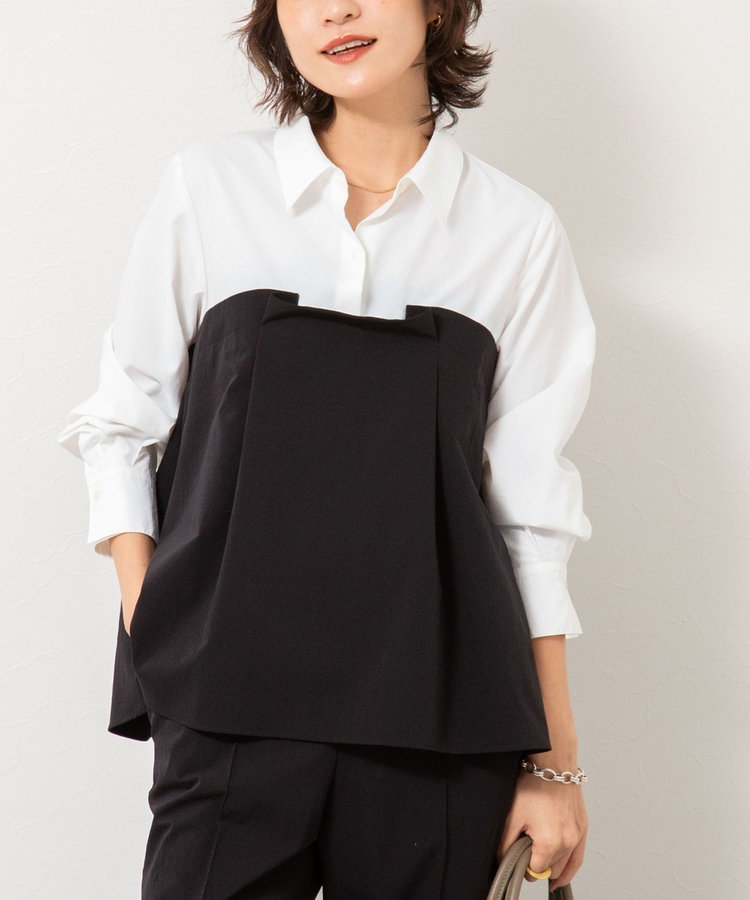 セットアップ対応》ウォッシャブルビスチェ風切替シャツ（5-0035