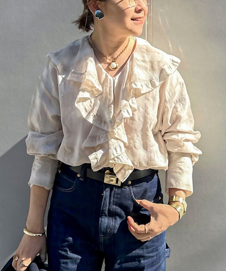 ウォッシャブルラッフルカラーブラウス