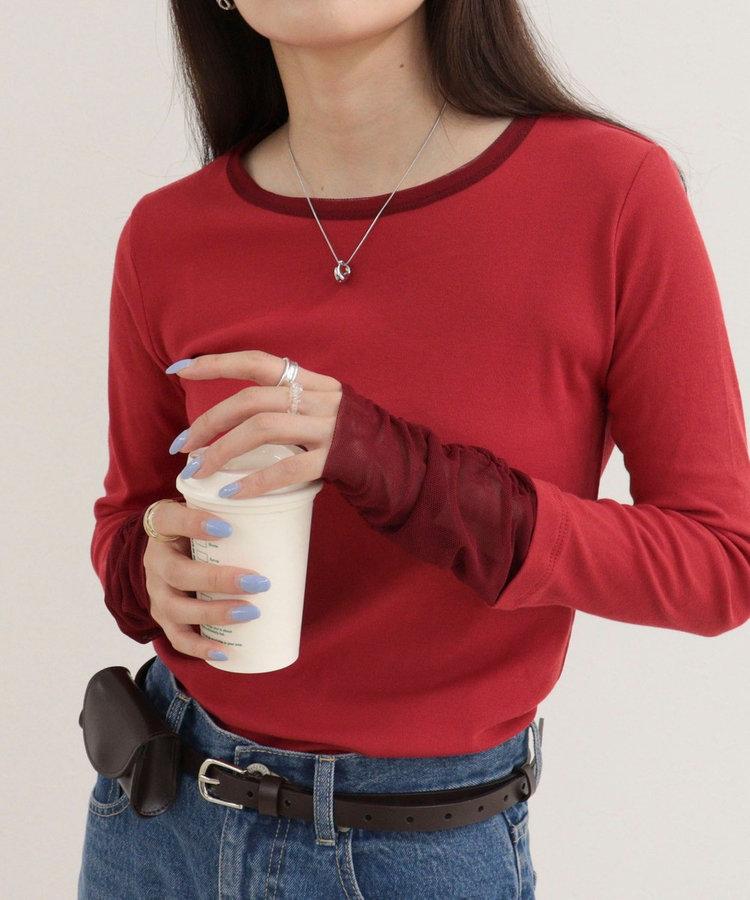 レイヤードスリーブロンTシャツ