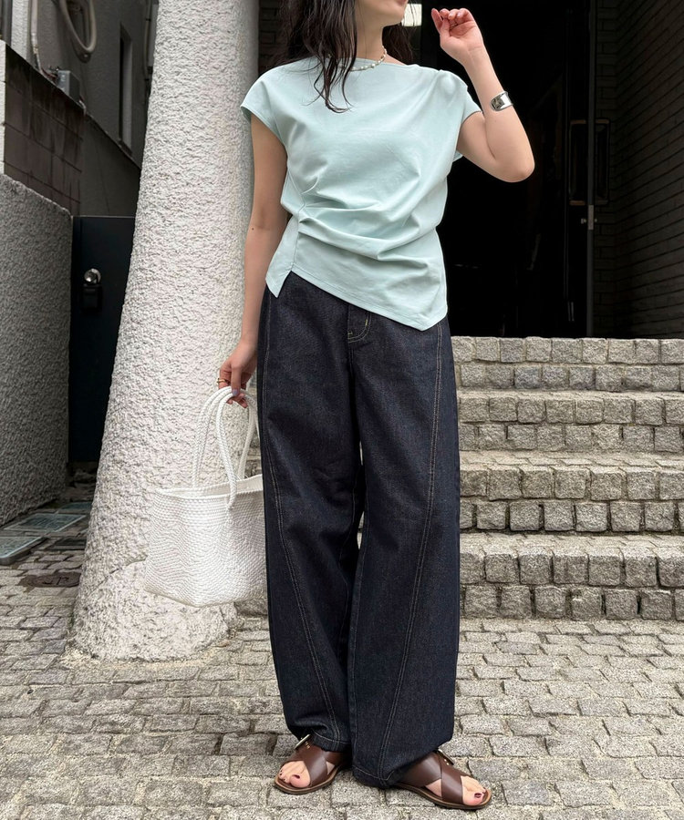 ライトオンス切替ワイドデニムパンツ