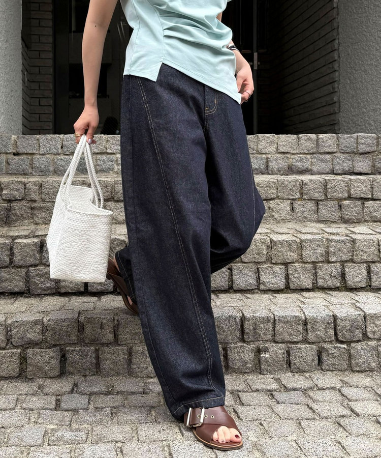ライトオンス切替ワイドデニムパンツ