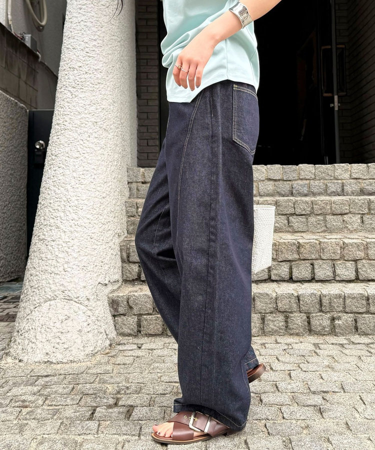 ライトオンス切替ワイドデニムパンツ