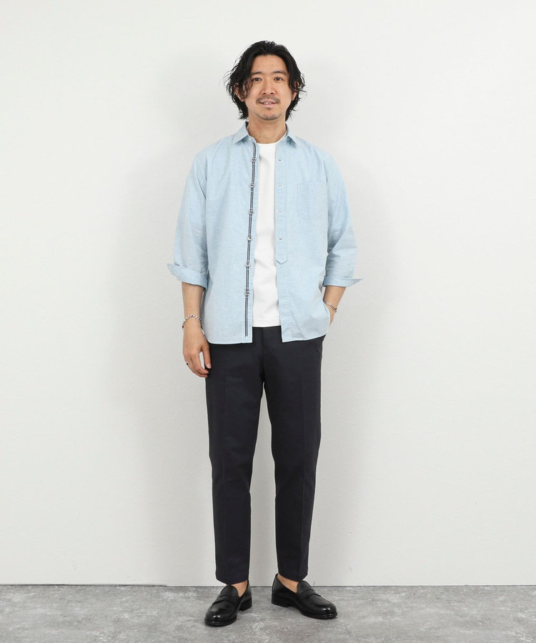 綿麻パラシュートボタン7分袖シャツ 26SS