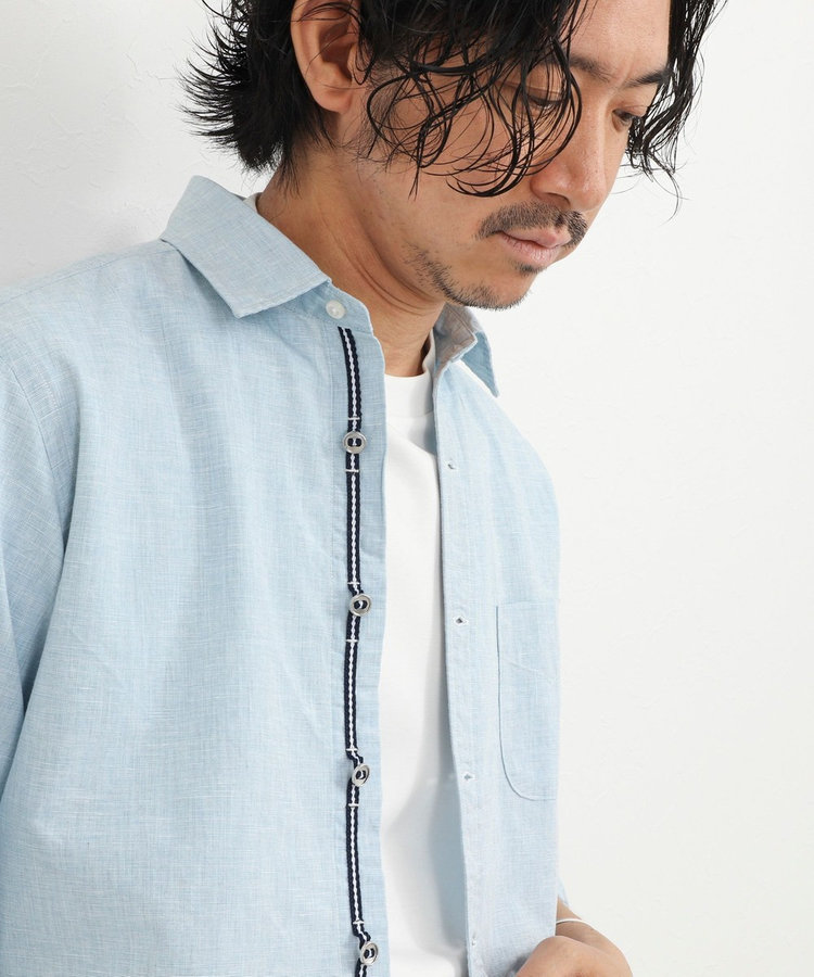 綿麻パラシュートボタン7分袖シャツ 26SS