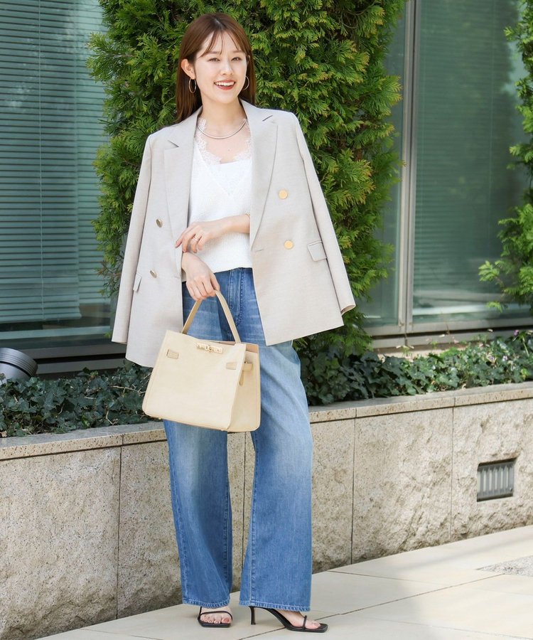 ウォッシャブル麻調スラブWジャケット