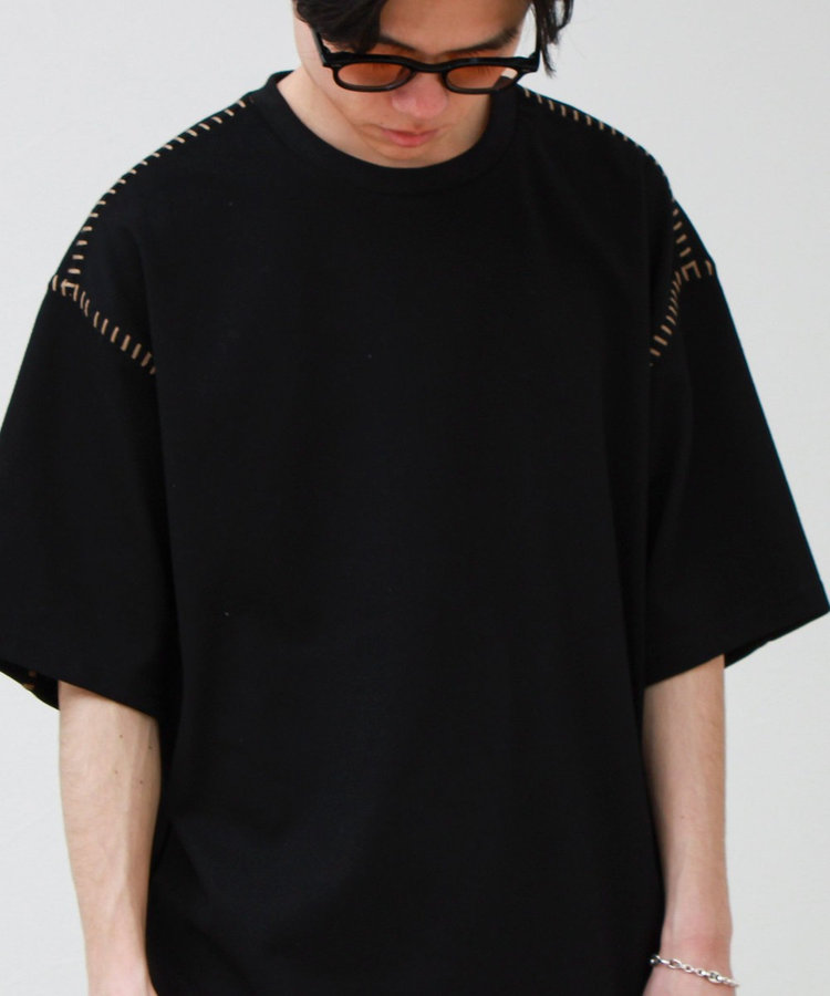 【セットアップ対応】カルゼラダーステッチ クルーネックTシャツ