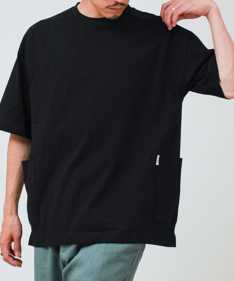 バックステッチ サイドポケット クルーネックTシャツ