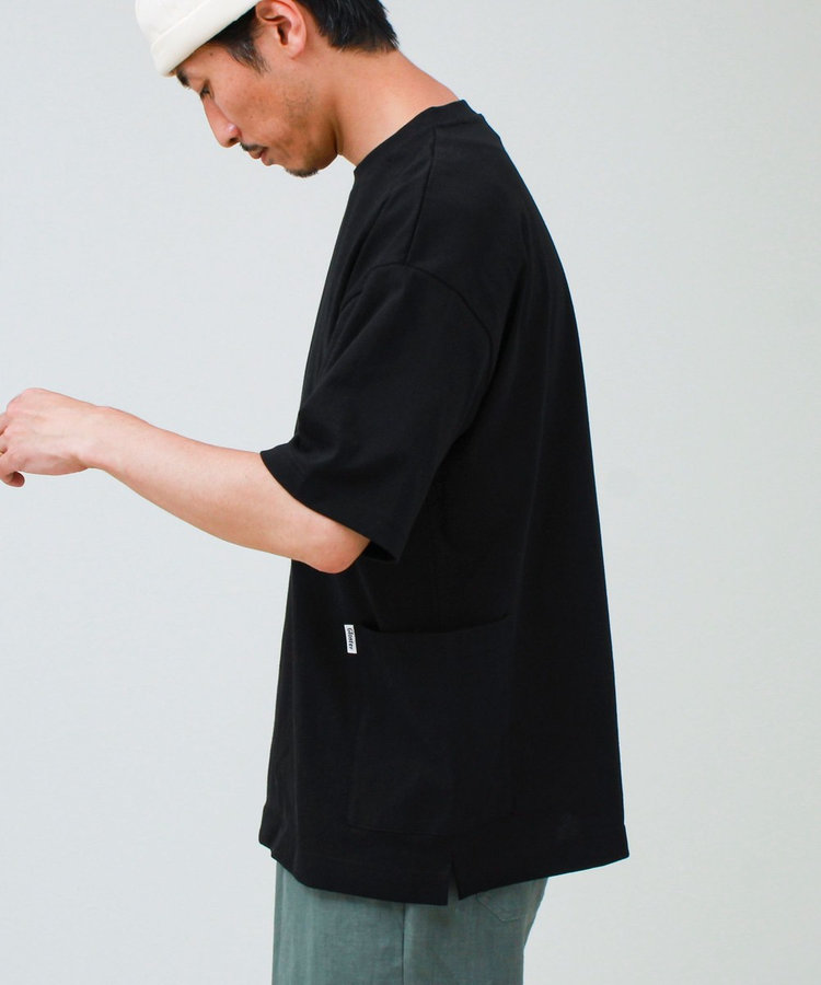 バックステッチ サイドポケット クルーネックTシャツ