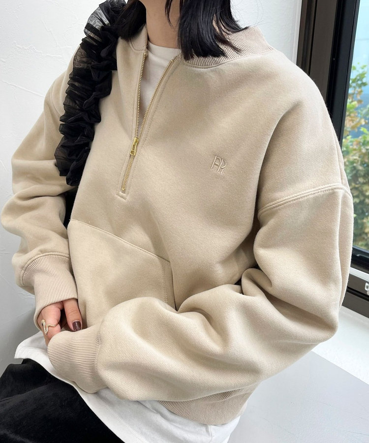 FR刺繍裏毛ハーフZIP スウェット（4-0331-6-23-014）｜fredy