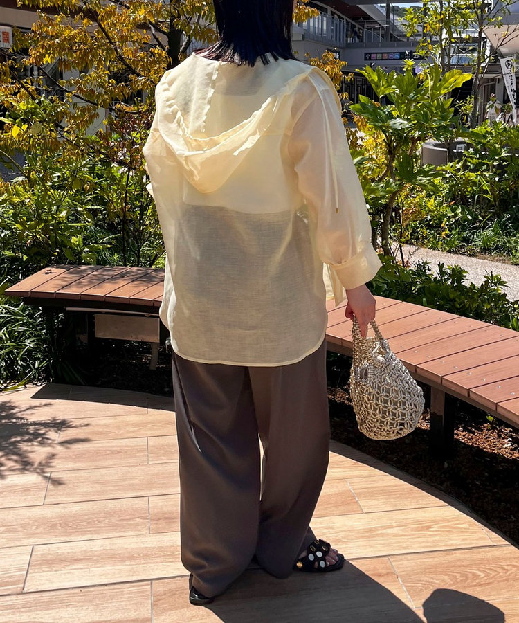 シアーリネンライクフードシャツ