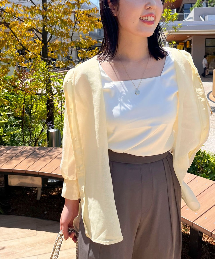 シアーリネンライクフードシャツ