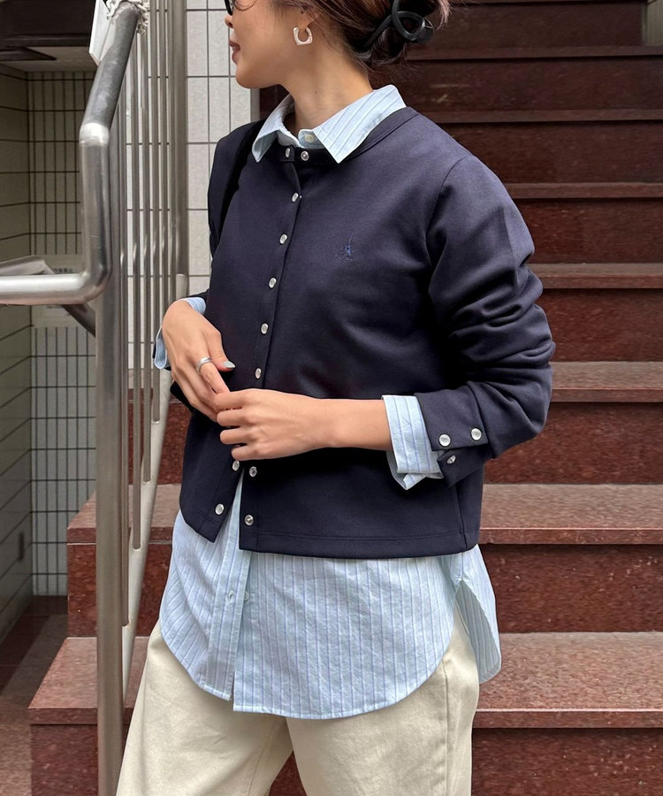 ドット釦ポンチカーディガン