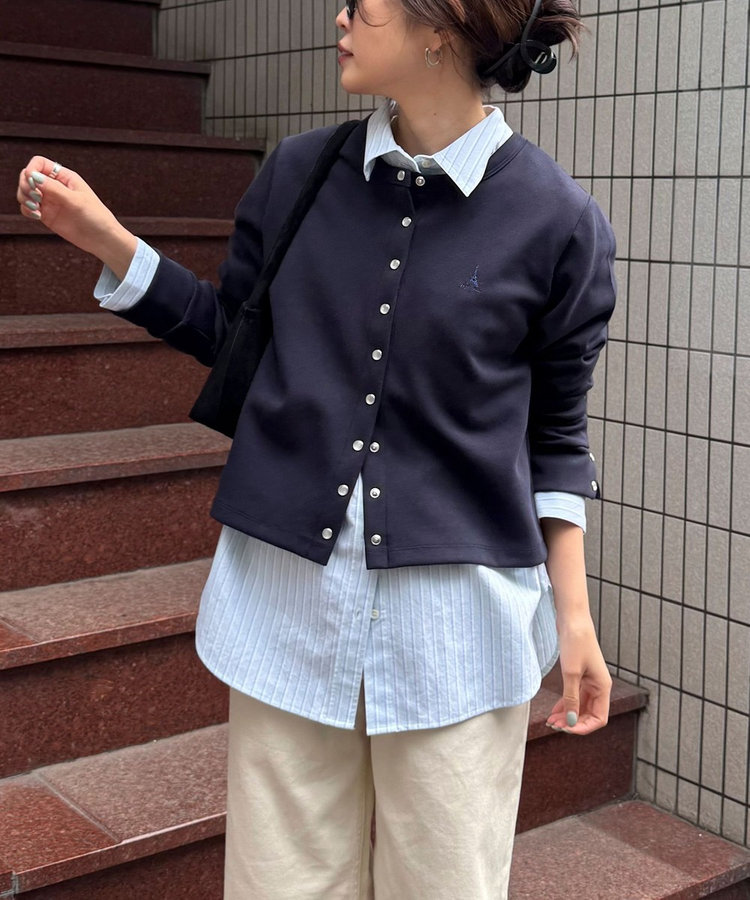 ドット釦ポンチカーディガン