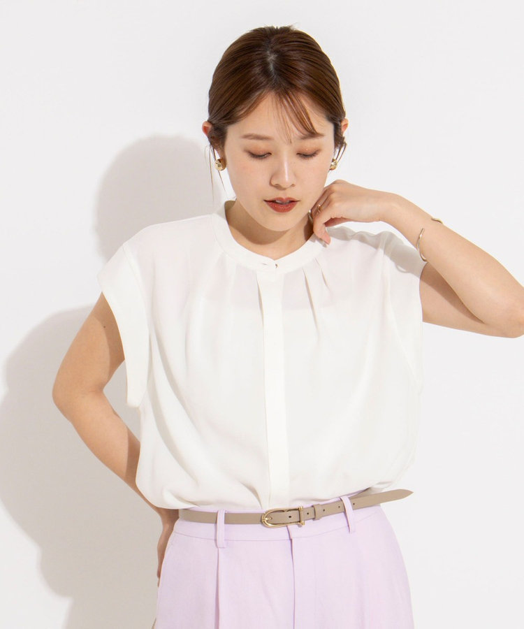 ［WEB限定 SPECIAL SALE！］【BECシリーズ】ウォッシャブルストレッチジョーゼットフレンチスリーブブラウス