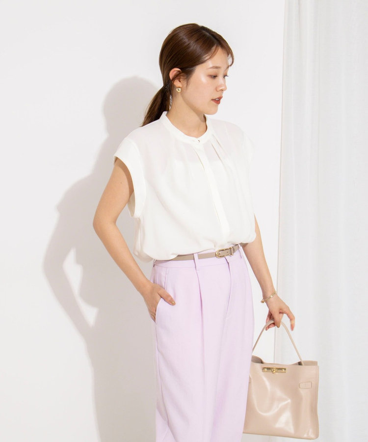 ［WEB限定 SPECIAL SALE！］【BECシリーズ】ウォッシャブルストレッチジョーゼットフレンチスリーブブラウス