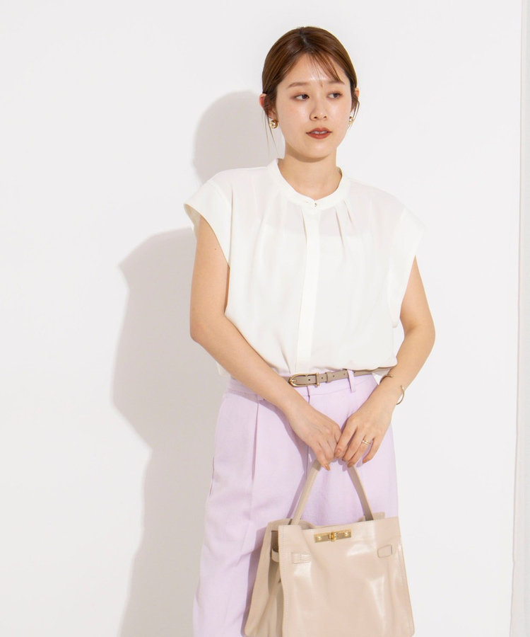 ［WEB限定 SPECIAL SALE！］【BECシリーズ】ウォッシャブルストレッチジョーゼットフレンチスリーブブラウス
