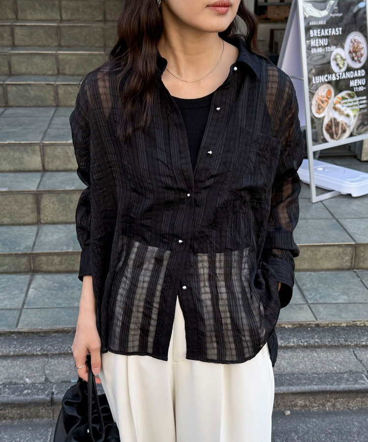 チェック柄シアーシャツ（5-0021-3-21-001）｜fredy emue