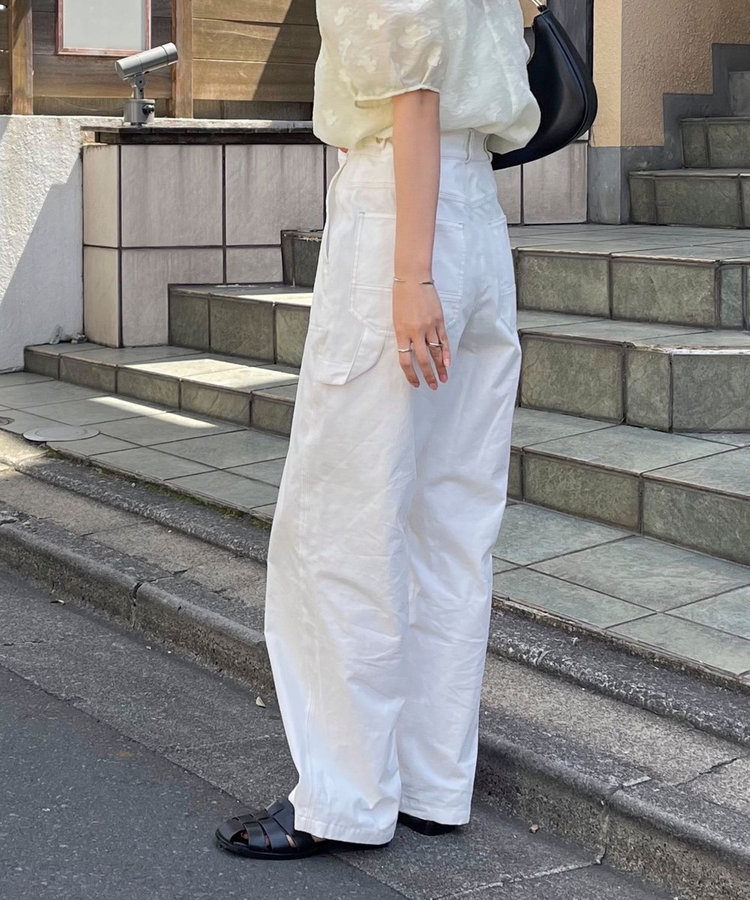 美品 トゥモローランド コットンパンツ ネイビー ペーン S