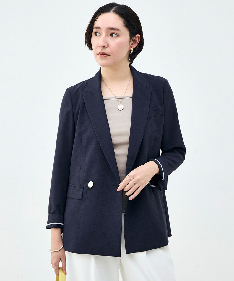 NOLLEY'S シャーグダブルジャケット グレー セットアップ対応》ウォッシャブルブリーザブルシャンブレーダブル