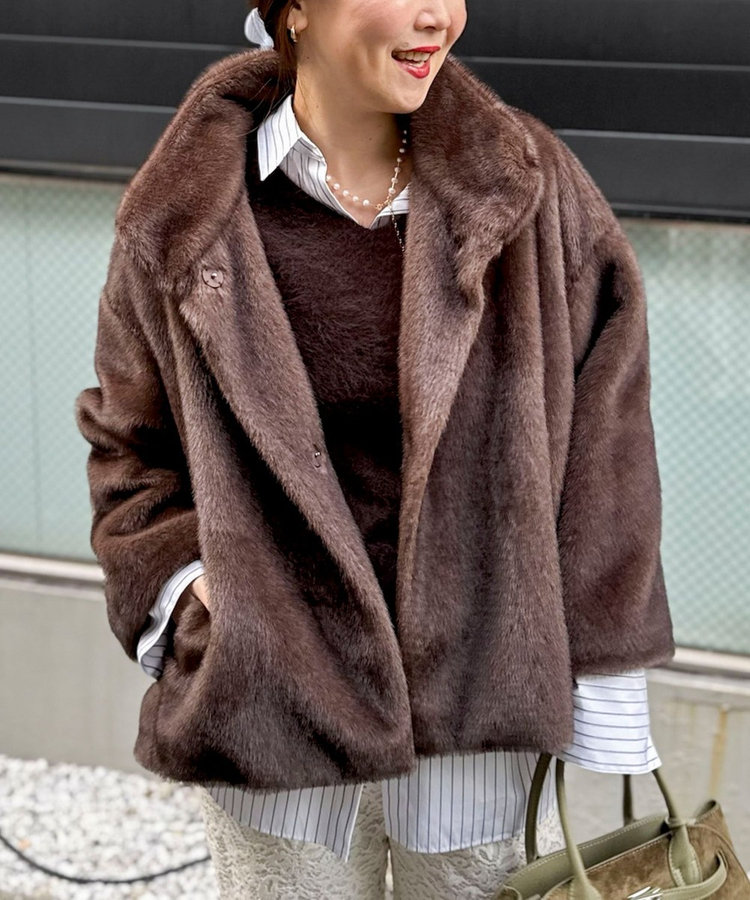 ECOPELフェイクファーショートコート（5-0030-6-04-001）｜NOLLEY'S