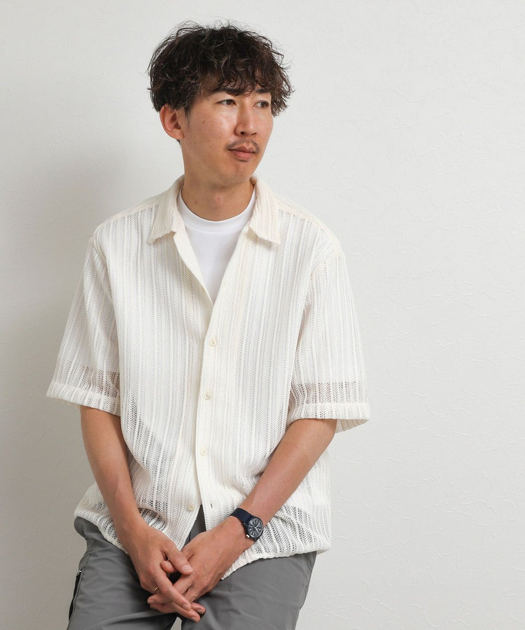 レースワンナップカラー 半袖ニットシャツ 26SS