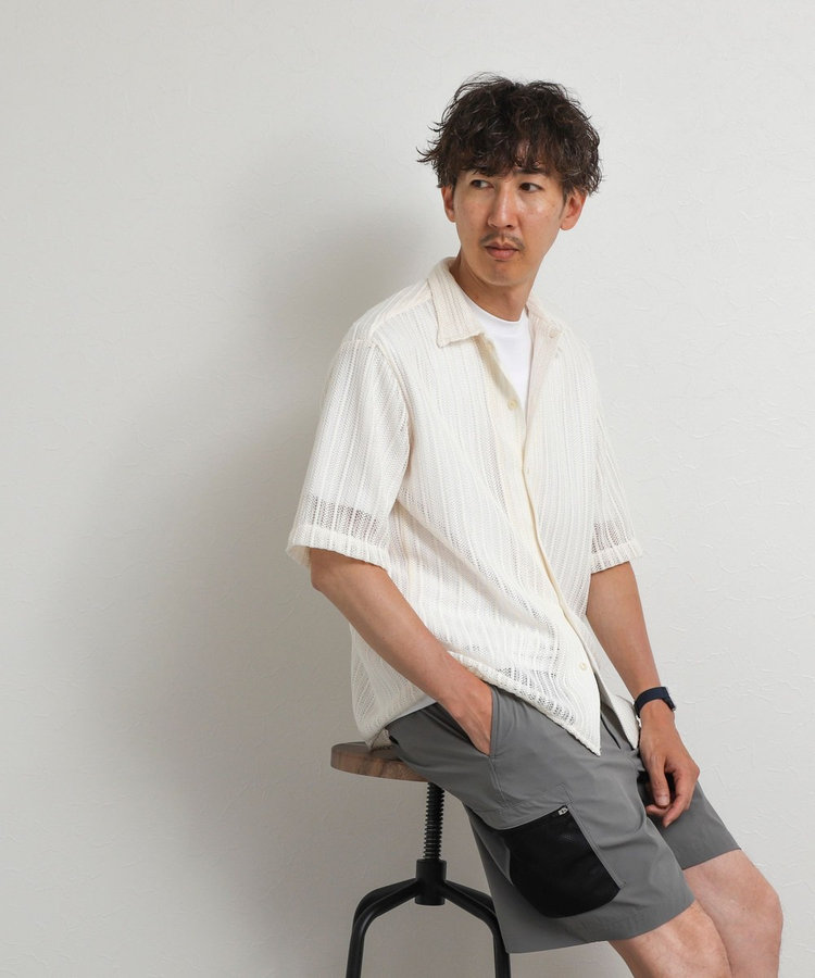 レースワンナップカラー 半袖ニットシャツ 26SS