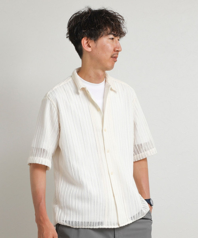 レースワンナップカラー 半袖ニットシャツ 26SS