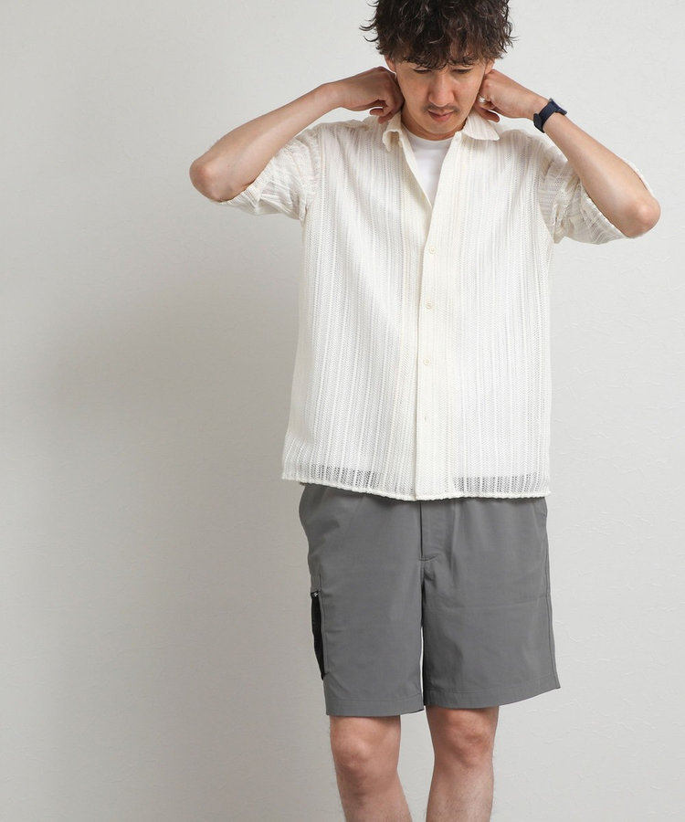 レースワンナップカラー 半袖ニットシャツ 26SS