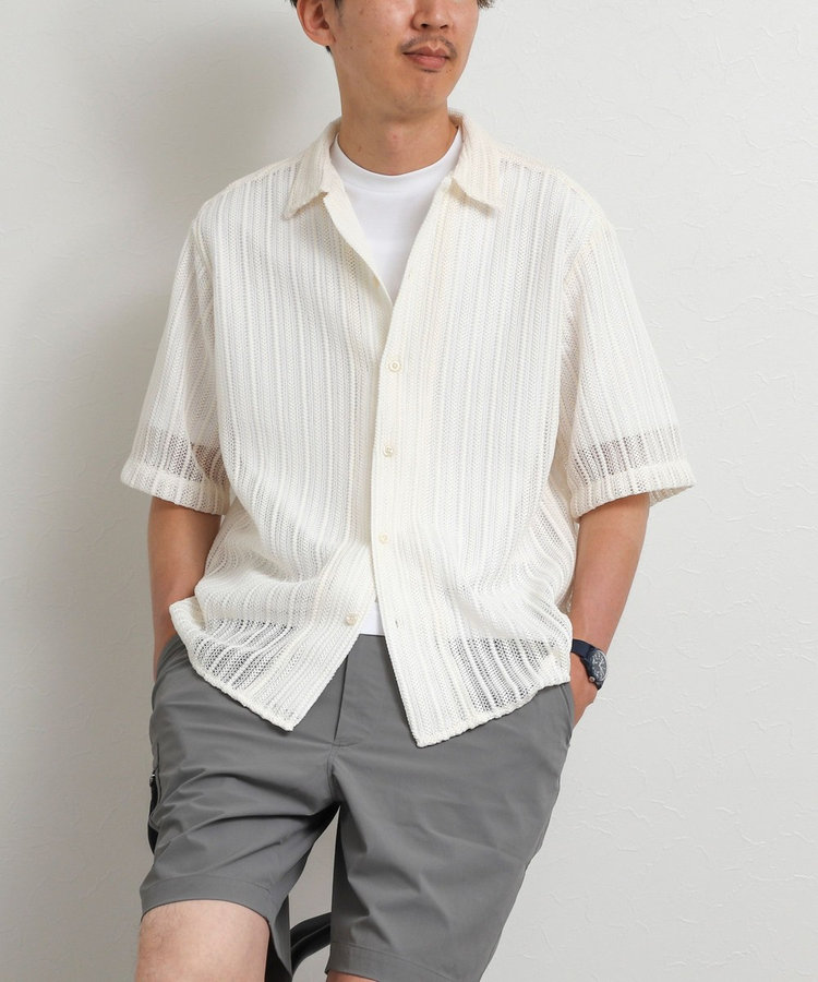 レースワンナップカラー 半袖ニットシャツ 26SS