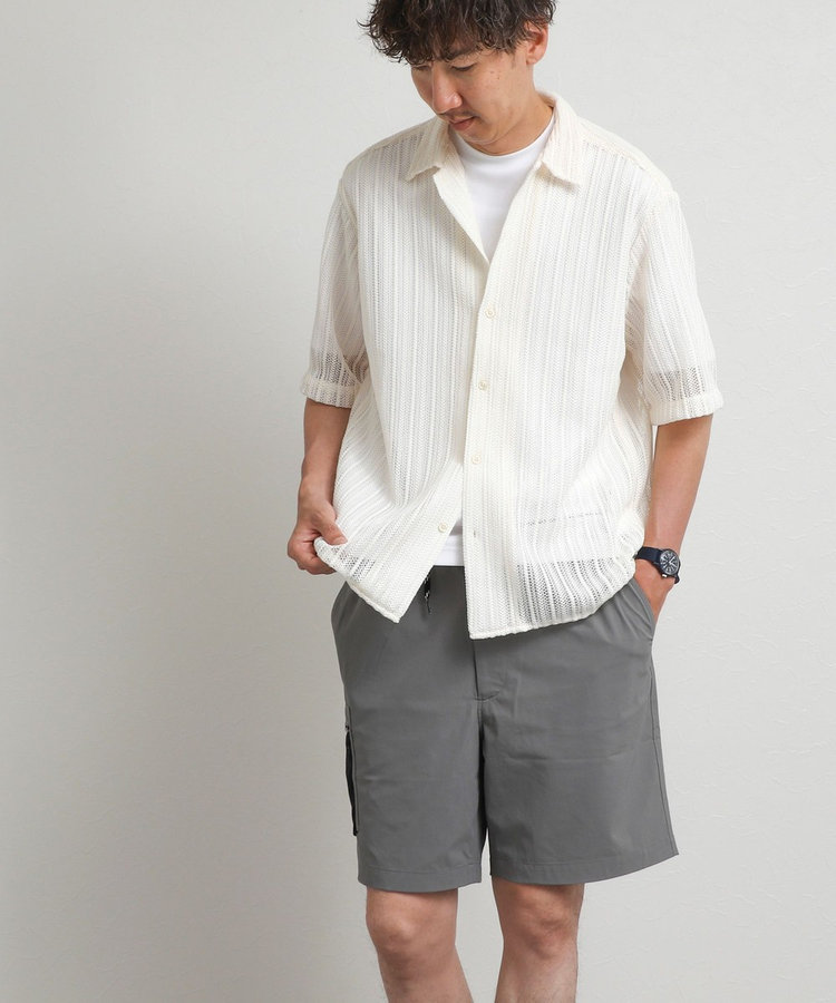 レースワンナップカラー 半袖ニットシャツ 26SS