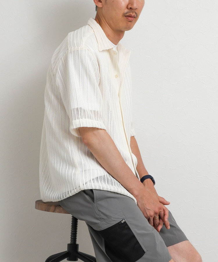 レースワンナップカラー 半袖ニットシャツ 26SS
