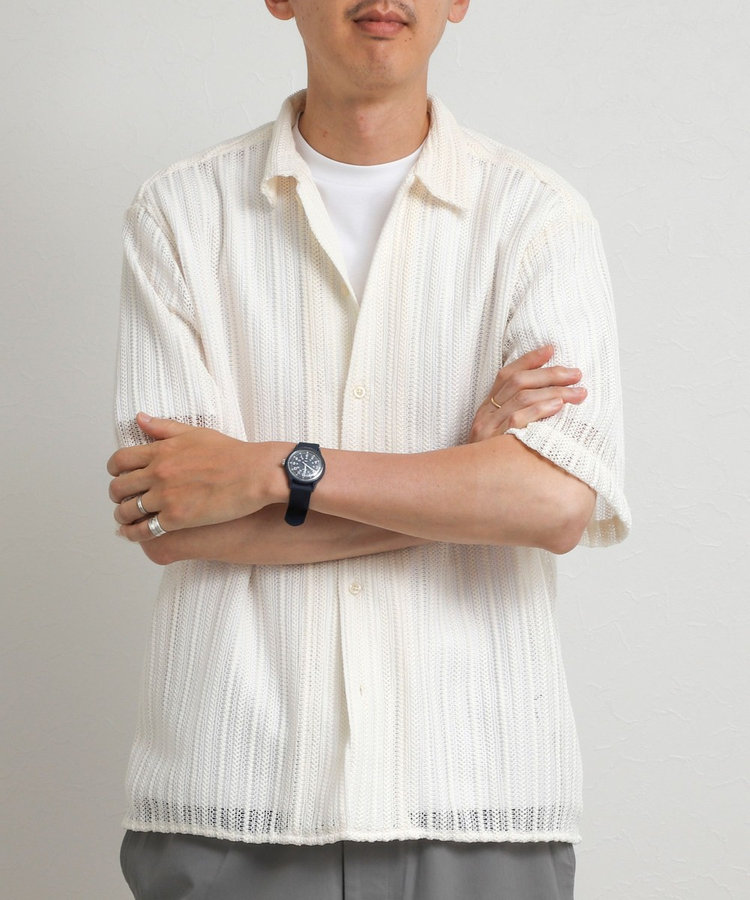 レースワンナップカラー 半袖ニットシャツ 26SS