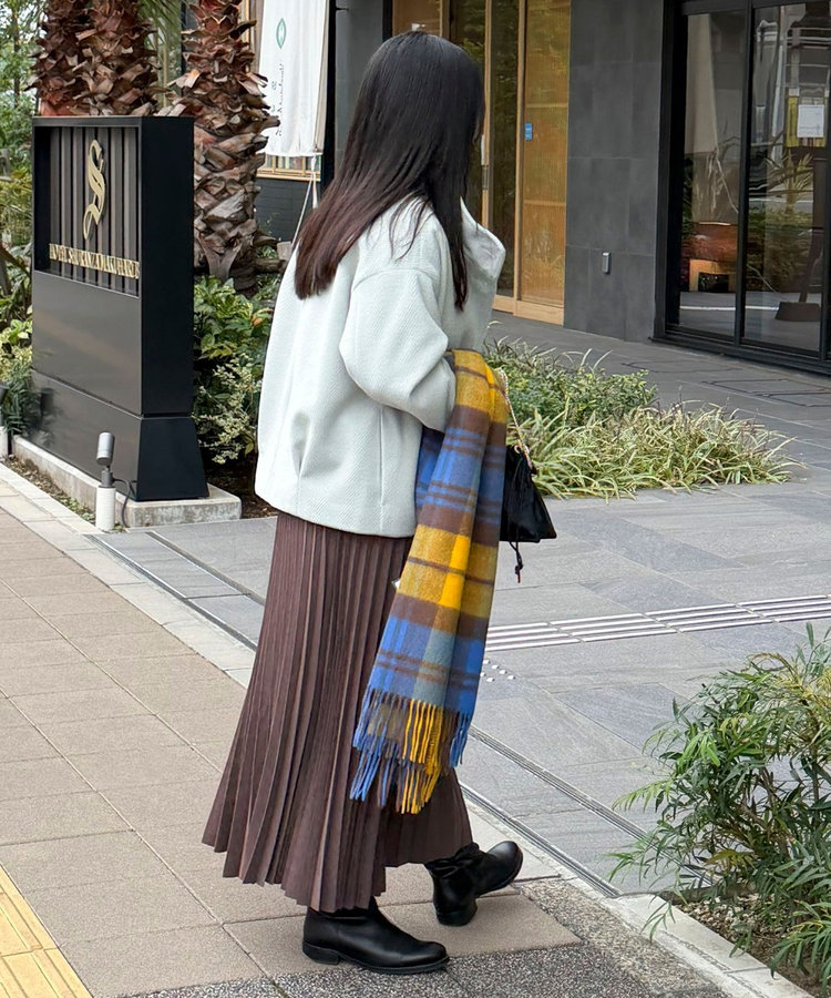 ウーレットヘリンボンスタンドショートコート