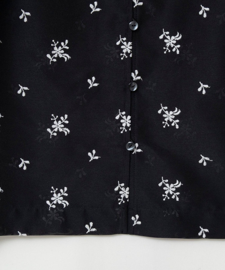 ウォッシャブルオーガンジー刺繍パフスリーブ2WAYブラウス