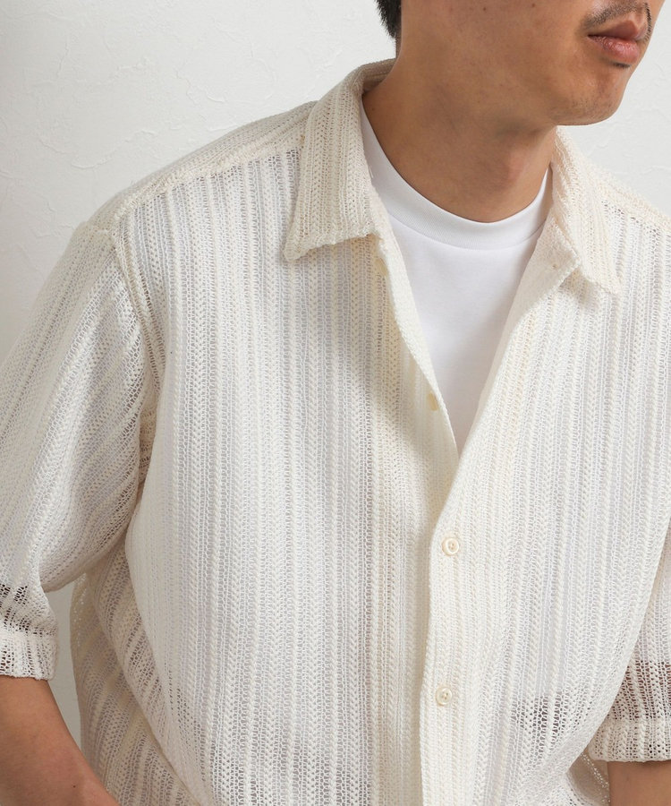 レースワンナップカラー 半袖ニットシャツ 26SS