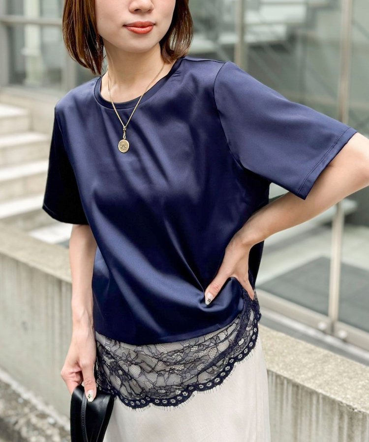 その他 SALSATION TOPS ウォッシャブル裾レースオトナサテンTシャツ（6-0035-2-01-018
