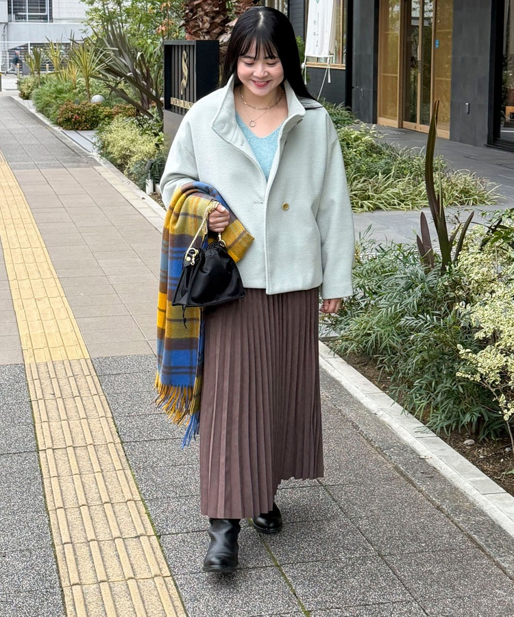 ウーレットヘリンボンスタンドショートコート