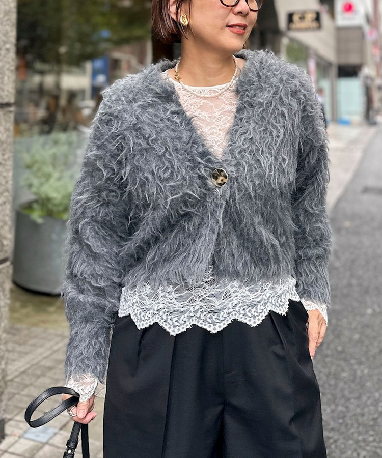 《手洗い可能》カール起毛ショートカーディガン