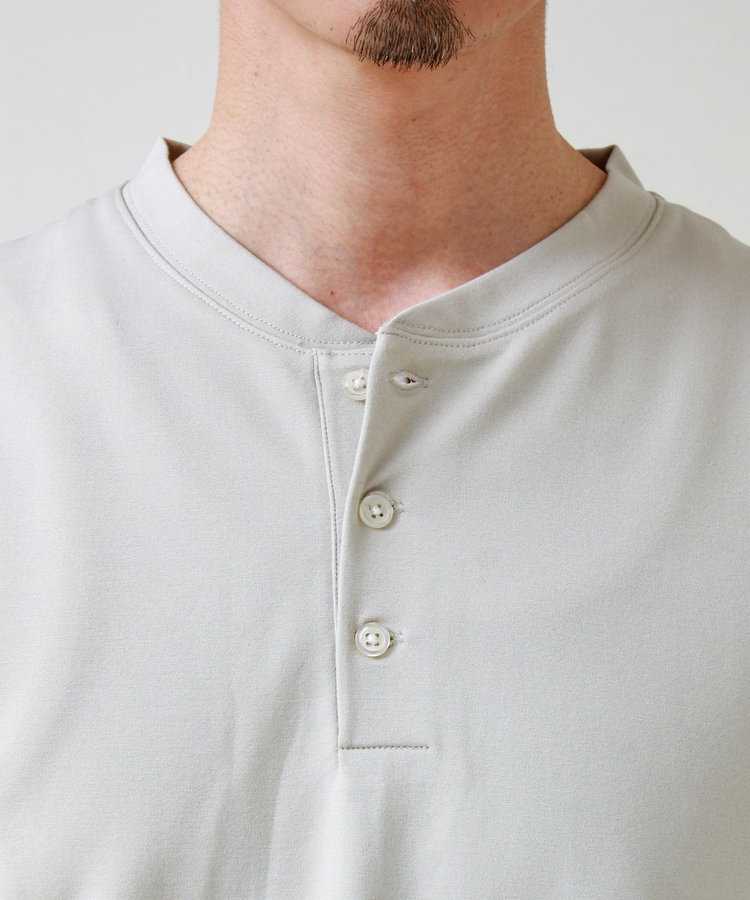 【抗菌防臭】ポンチ素材 ヘンリーネックTシャツ