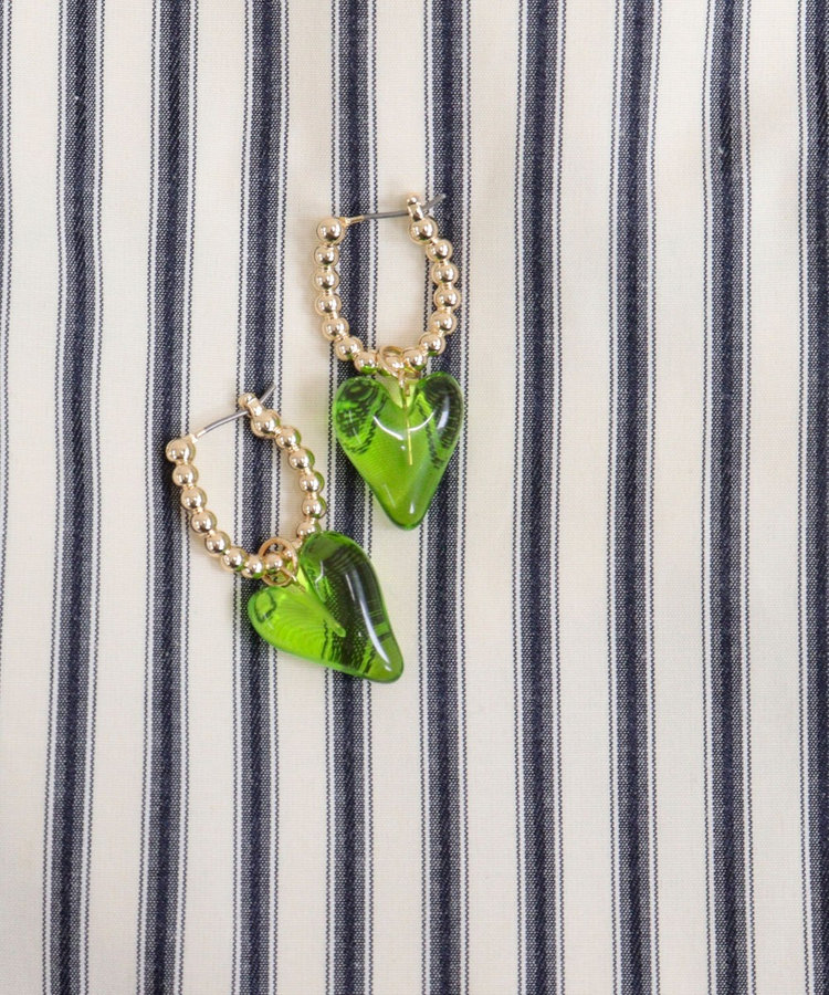 ボールフープ×クリアハートピアス