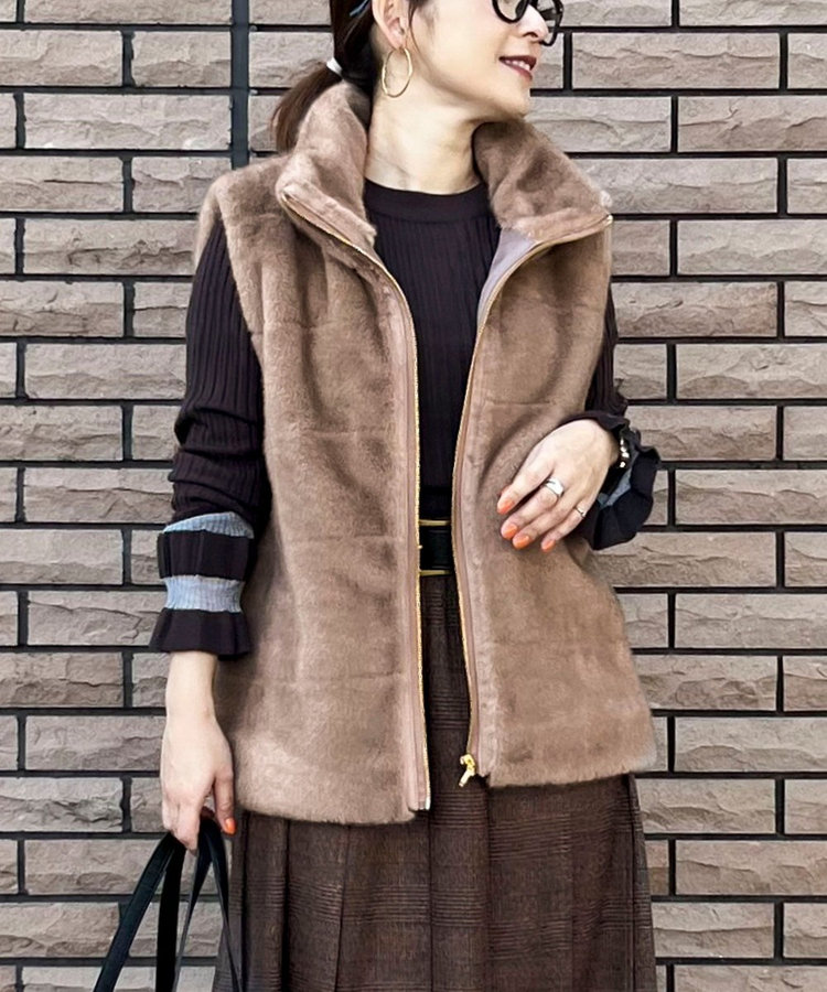 ボーダーキルトファーベスト（5-0807-6-24-030）｜fredy couleur