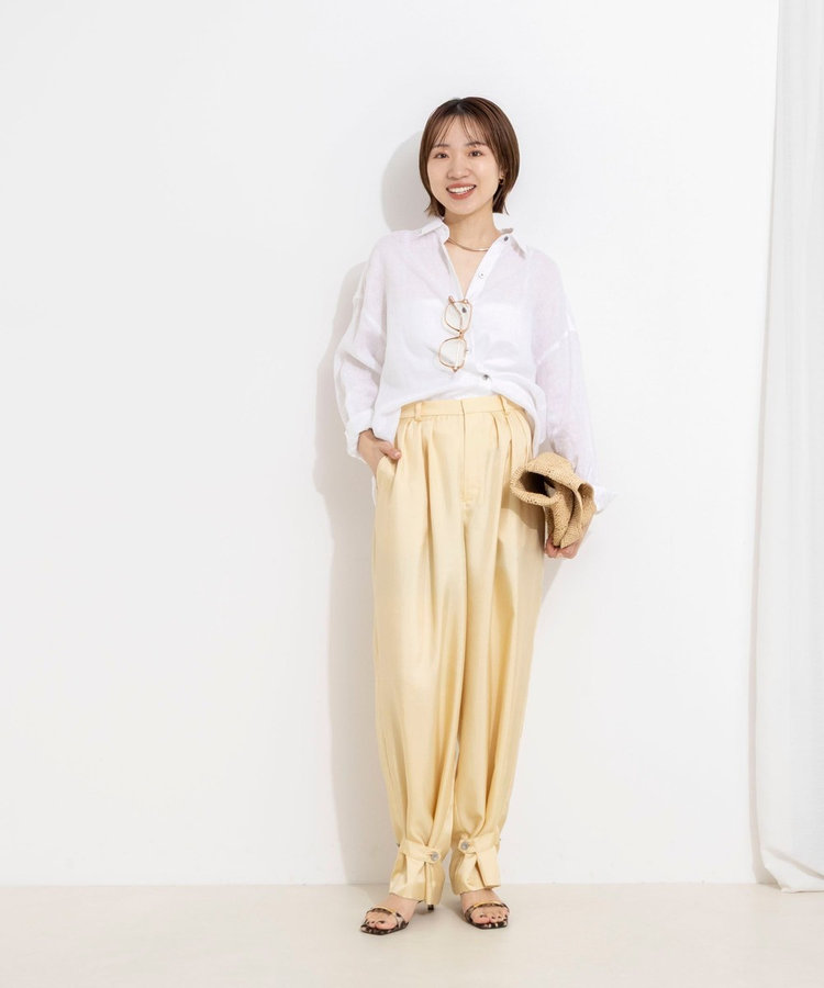 ［WEB限定 TIME SALE！］【一部店舗＆WEB限定カラー】ウォッシャブル高機能サテン裾タブ付きパンツ