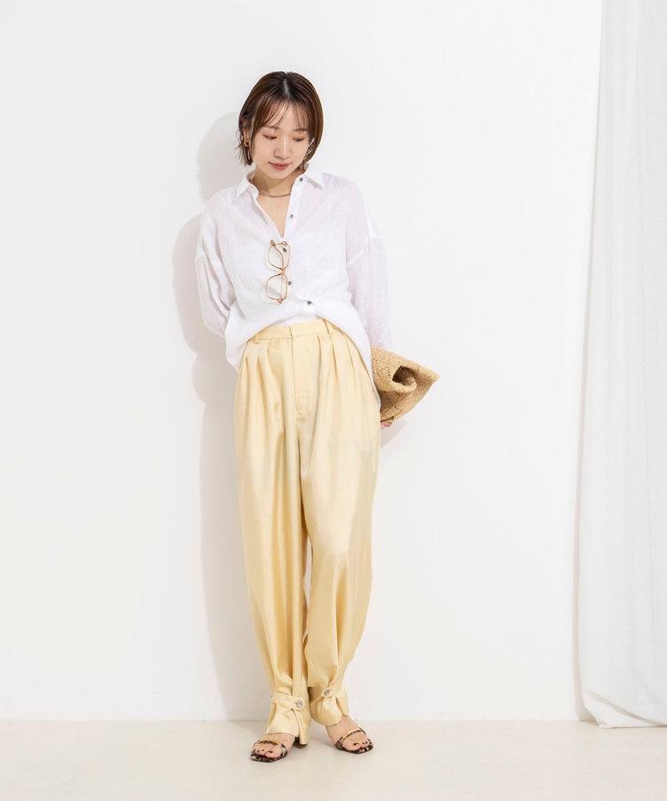 ［WEB限定 TIME SALE！］【一部店舗＆WEB限定カラー】ウォッシャブル高機能サテン裾タブ付きパンツ