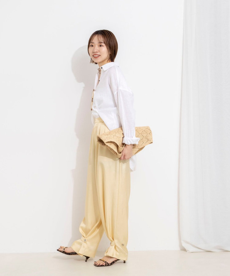 ［WEB限定 TIME SALE！］【一部店舗＆WEB限定カラー】ウォッシャブル高機能サテン裾タブ付きパンツ