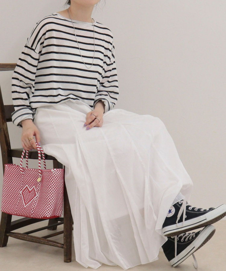 ハートステッチシアーボーダーロンTシャツ