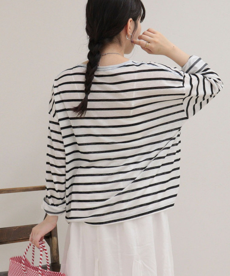 ハートステッチシアーボーダーロンTシャツ