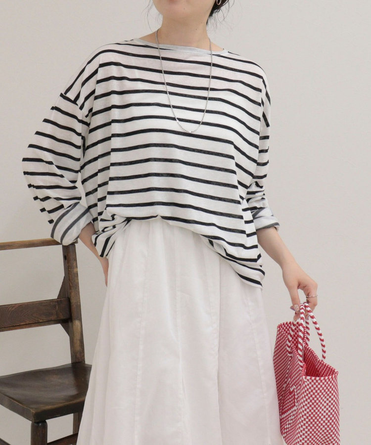 ハートステッチシアーボーダーロンTシャツ