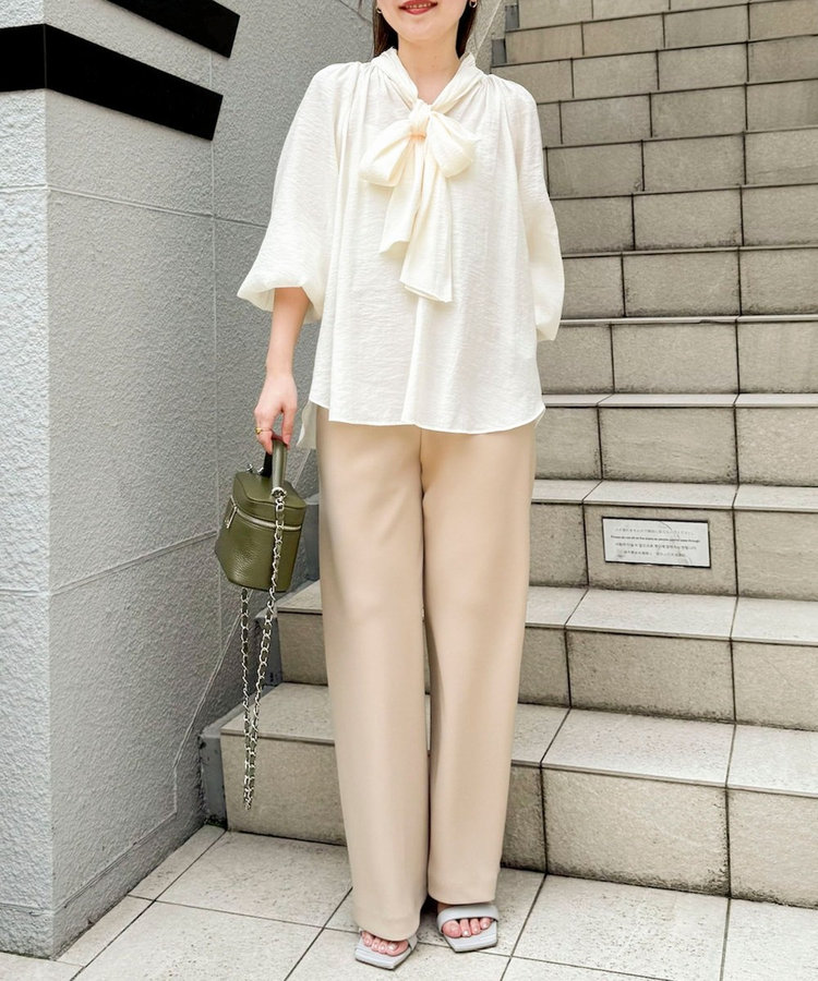 【NOLLEY’S mgr.松葉☆別注サイズ・一部WEB限定カラーアイテム】《セットアップ対応》ウォッシャブルツイルバイヤス美脚パンツ