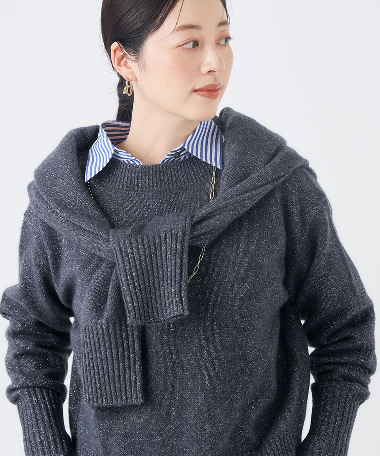 《手洗い可能》へアリーラメボートネックプルオーバー